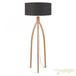Lampadar cu trepied, realizat din materiale naturale, durabile si ecologice, Annapurna gri inchis