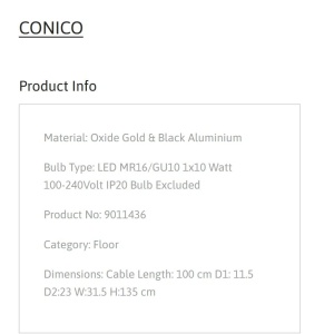 Lampadar design decorativ CONICO auriu, NVL-9011436 - Img 9