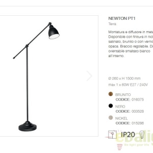 Lampadar, lampa de podea cu brat reglabil, finisaj nickel, NEWTON PT1 015286 61722 universul-luminii.ro