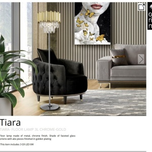 Lampadar/Lampa de podea design elegant Tiara crom/auriu - Img 6