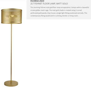 Lampadar / Lampa de podea design retro Fishnet auriu EU2832-2GO SRT 73162 universul-luminii.ro