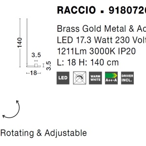 Lampadar, lampa de podea LED design modern RACCIO auriu 75652 universul-luminii.ro