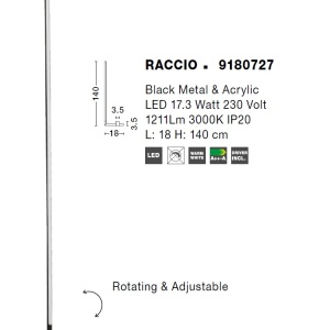 Lampadar, lampa de podea LED design modern RACCIO negru 75722 universul-luminii.ro