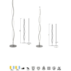 Lampadar LED design modern Sahara 20W argintiu crom - Img 5