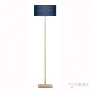 Lampadar modern cu baza din lemn si abajur textil FUJI, albastru FUJI/F/4723/BD