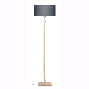 Lampadar modern cu baza din lemn si abajur textil FUJI, gri inchis FUJI/F/4723/DG