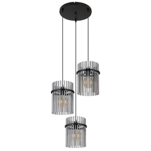 Lustra 3L design modern GORLEY negru, fumuriu 135582 universul-luminii.ro