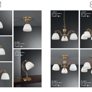 Lustra aplicata cu 5 brate clasic design italian din alama si sticla 8601 RA-PL. 8621/5 101732 universul-luminii.ro
