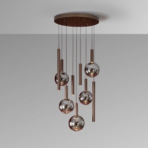 Lustra bronz inchis cu 9 pendule fumurii Sapore - Img 2