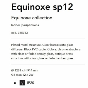Lustra cu 12 surse de lumina EQUINOXE SP12 antique brass/ faded amber 164422 universul-luminii.ro