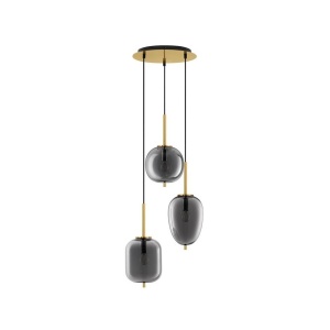 Lustra cu 3 Pendule design modern LATO auriu, fumuriu