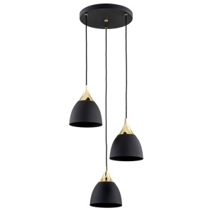 Lustra cu 3 pendule design modern Murano negru, alama 30cm
