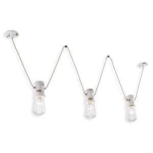 Lustra cu 3 pendule design retro realizata manual din ceramica URBAN