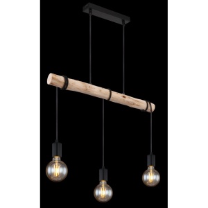 Lustra cu 3 pendule design rustic Gregor negru, natural - Img 3