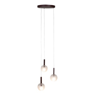 Lustra cu 3 pendule din sticla, Murano burgundy