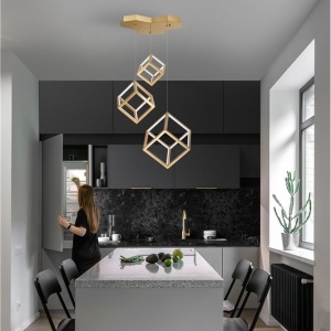 Lustra cu 3 pendule LED design modern geometric GABBIA auriu NVL-9818232 75752 universul-luminii.ro
