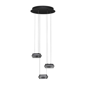 Lustra cu 3 pendule LED, Metal, Negru, Sticla, JAILYN