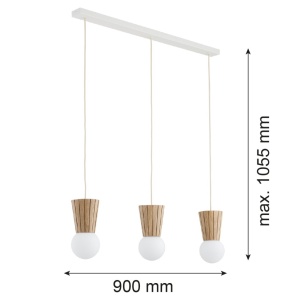 Lustra cu 3 pendule lemn stil scandinav VOLANTE 6357 - Img 7