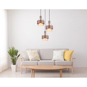 Lustra cu 3 pendule Sticla Chihlimbar Metal Bronz MILLEY 249812 universul-luminii.ro