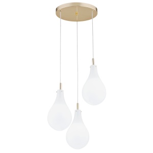 Lustra cu 3 Pendule sticla design decorativ OAKLAND alb/auriu