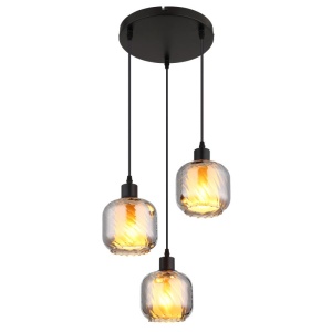 Lustra cu 3 pendule sticla fumurie XIA pentru sufragerie 248052 universul-luminii.ro