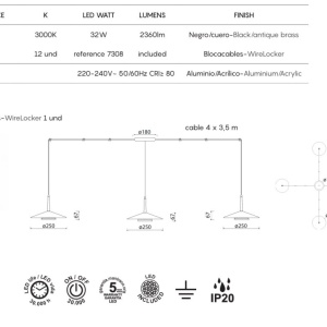 Lustra cu 4 pendule LED design tehnic ORION MA-7307 171832 universul-luminii.ro