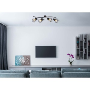 Lustra cu 4 spoturi directionabile design industrial PRISKA negru 114202 universul-luminii.ro