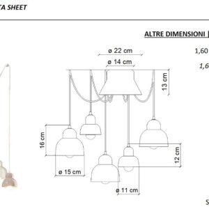 Lustra cu 5 pendule design italian realizat manual din ceramica BERIMBAU Mix 125852 universul-luminii.ro