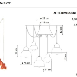 Lustra cu 5 pendule design italian realizat manual din ceramica BERIMBAU 125862 universul-luminii.ro