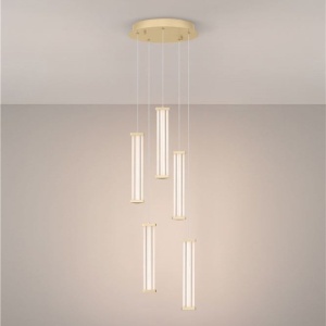 Lustra cu 5 pendule LED 3000K PHEME auriu periat - Img 3