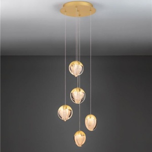 Lustra cu 5 pendule LED ALICIA auriu - Img 2