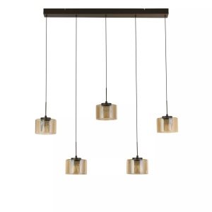 Lustra cu 5 pendule LED bronz cu sticla sampanie Tumblers - Img 2