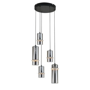 Lustra cu 5 pendule LED, SMOKE GLASS-BLACK, ZB-2535