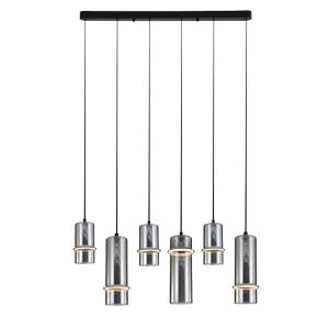 Lustra cu 6 pendule LED, SMOKE GLASS-BLACK, ZB-2537