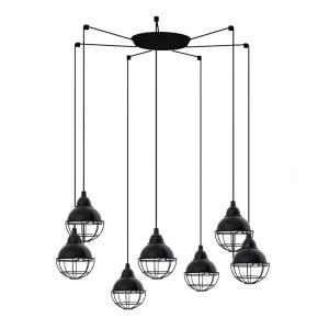 Lustra cu 7 Pendule design industrial Claire negru