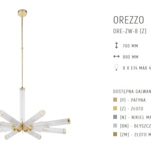 Lustra cu 8 brate design LUX realizat manual OREZZO 109502 universul-luminii.ro