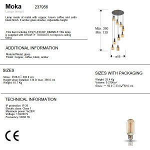 Lustra cu 9 pendule suspendate Moka - Img 4