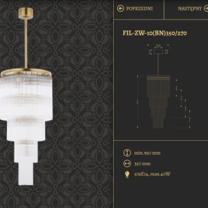 Lustra design LUX diametru 35cm din alama decorata cu sticla Filago 85622 universul-luminii.ro