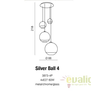 Lustra design modern Silver Ball 4 180412 universul-luminii.ro