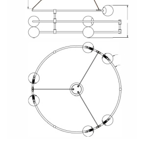 Lustra design ultramodern minimalist Balance 6L auriu 100872 universul-luminii.ro