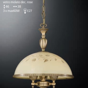 Lustra din alama cu sticla decorata design italian D-38cm 6208 101642 universul-luminii.ro