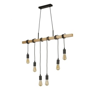 Lustra din lemn cu 6 pendule design rustic Woody