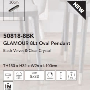Lustra eleganta cu abajur din catifea si cristale Glamour 8Lt 134642 universul-luminii.ro