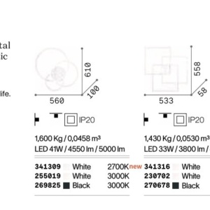 Lustra LED aplicata design geometric Frame PL rettangolo 2700k - Img 2
