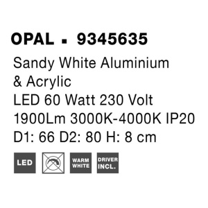 Lustra LED aplicata design modern OPAL 60W alba - Img 10