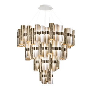Lustra LED Art Deco de dimensiuni mari, realizata manual LA LOLLO 4XL Gold - Img 1