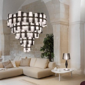 Lustra LED Art Deco de dimensiuni mari, realizata manual LA LOLLO 5XL PEWTER 125192 universul-luminii.ro