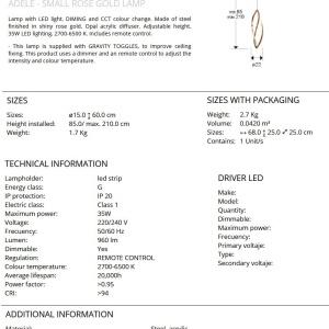 Lustra LED CCT cu telecomanda si inaltime reglabila Adele Small 249692 universul-luminii.ro