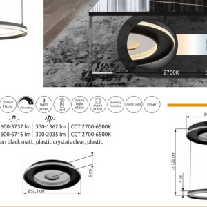 Lustra LED CCT cu telecomanda si inaltime reglabila MARSH 590362 universul-luminii.ro