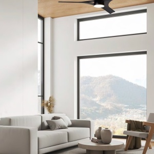 Lustra LED CCT cu ventilator si telecomanda THAI negru/ aspect lemn MA-8716 247262 universul-luminii.ro
